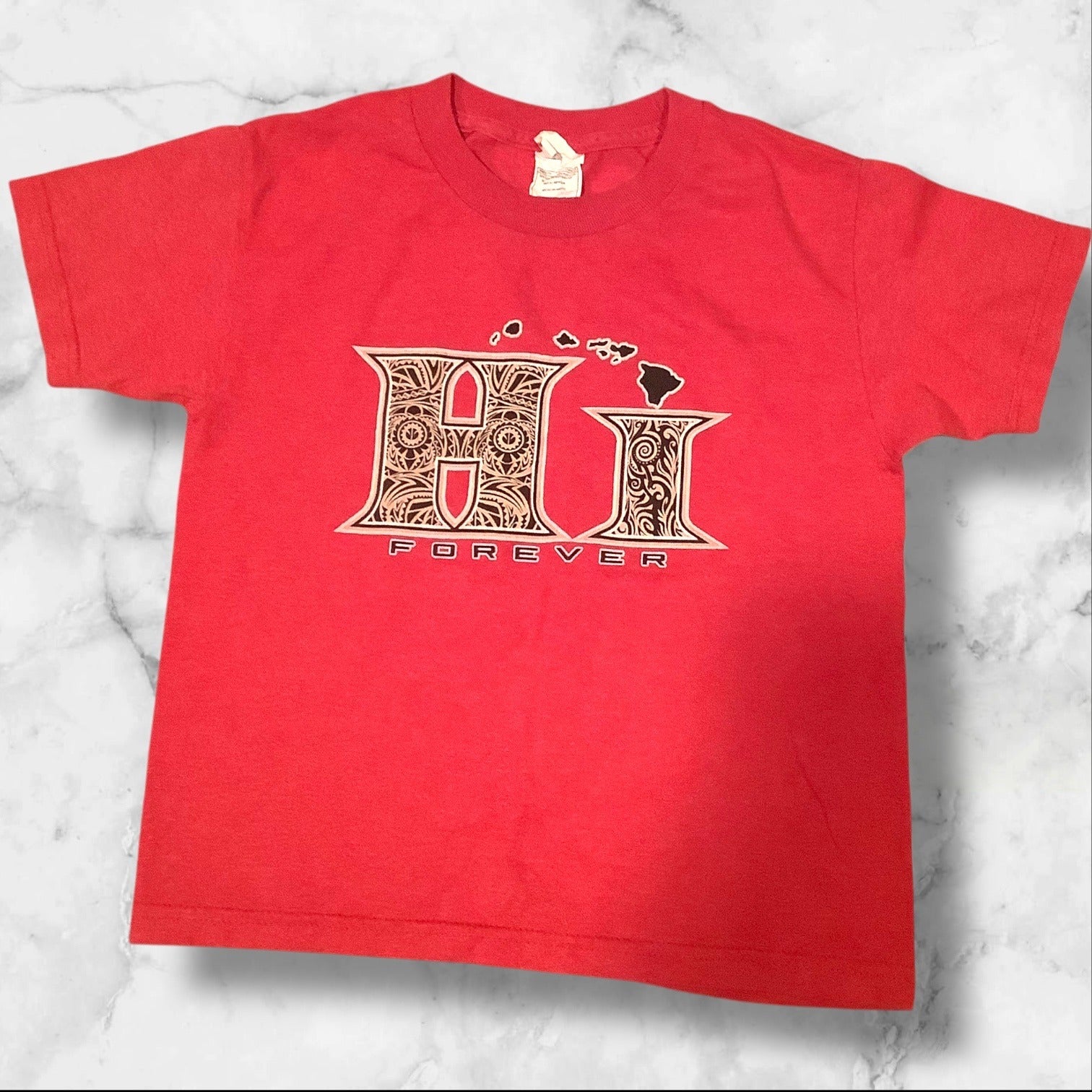 Alstyle Hawaiian "HI Forever" Red Youth T-Shirt XS