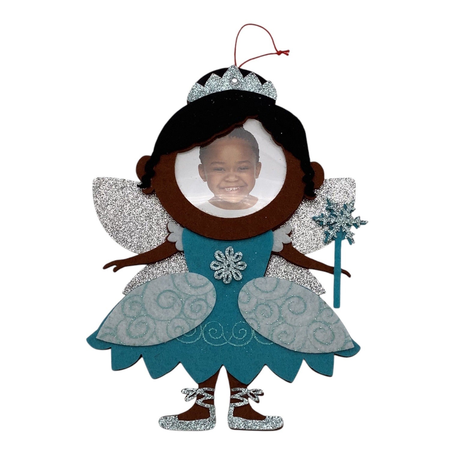 8" Princess Felt Fairy Photo Frame Christmas Ornament With Glitter Wings & Wand
