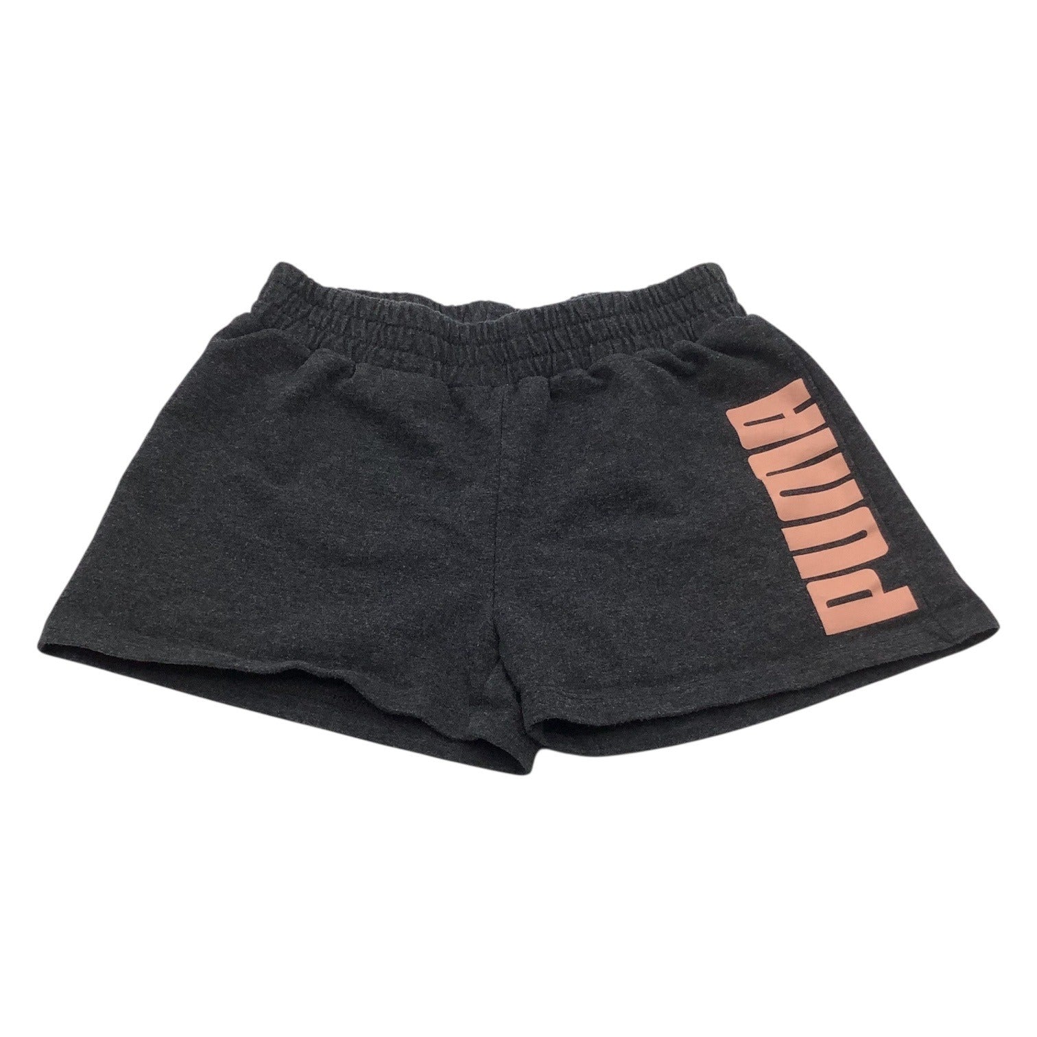 Puma Girls Athletic Shorts Size S 7/8 Charcoal Gray With Pink Logo Casual