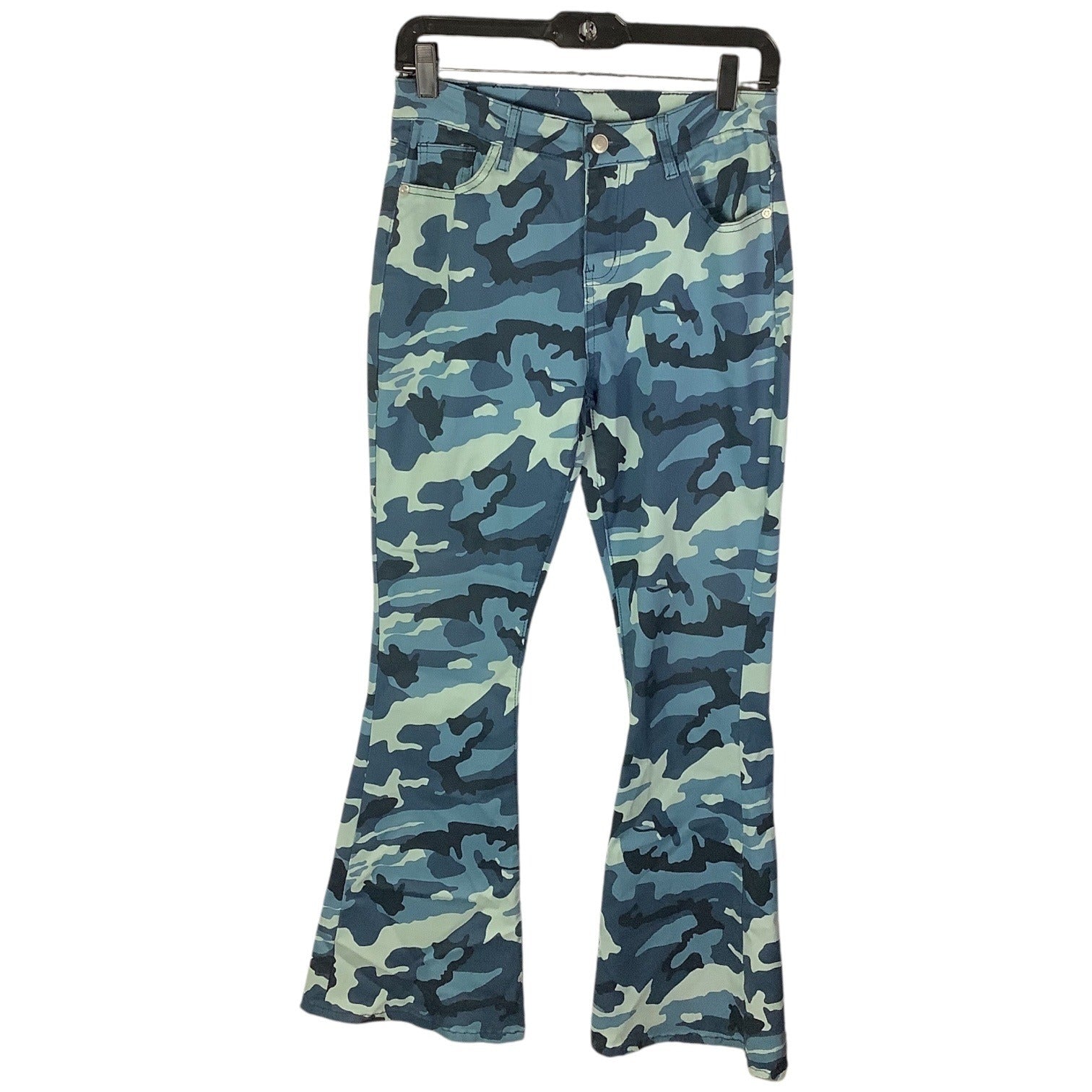 Celebrity Ace Women's Camouflage Jeans Flare & Wide Leg Blue 28in Waist