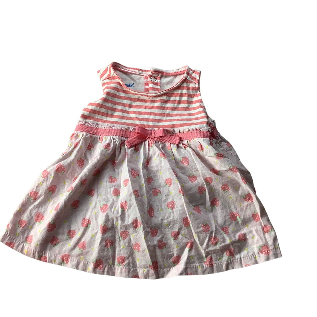 Kidgets Baby Girl 3pc Set Dress &  Bloomers Strawberry Print 0-3 Months