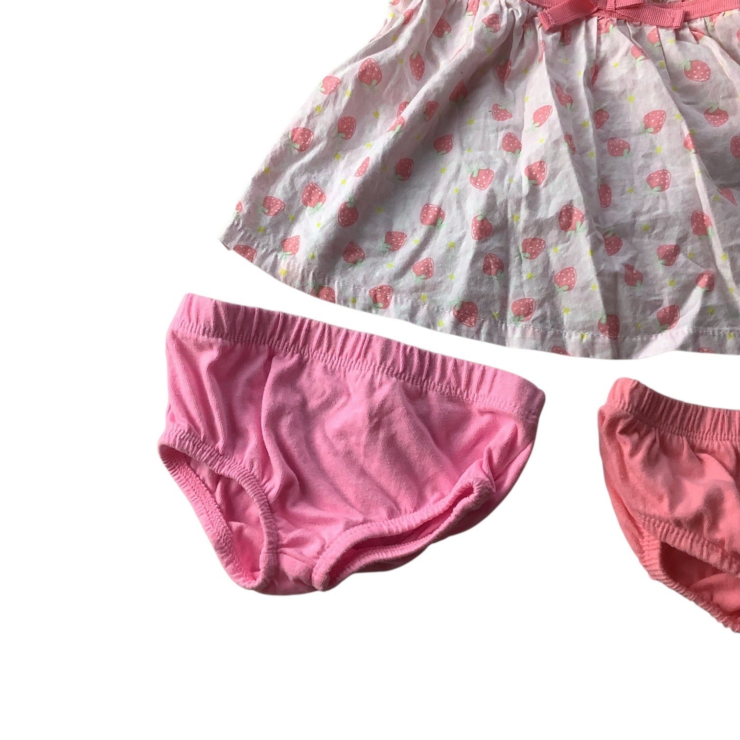 Kidgets Baby Girl 3pc Set Dress &  Bloomers Strawberry Print 0-3 Months