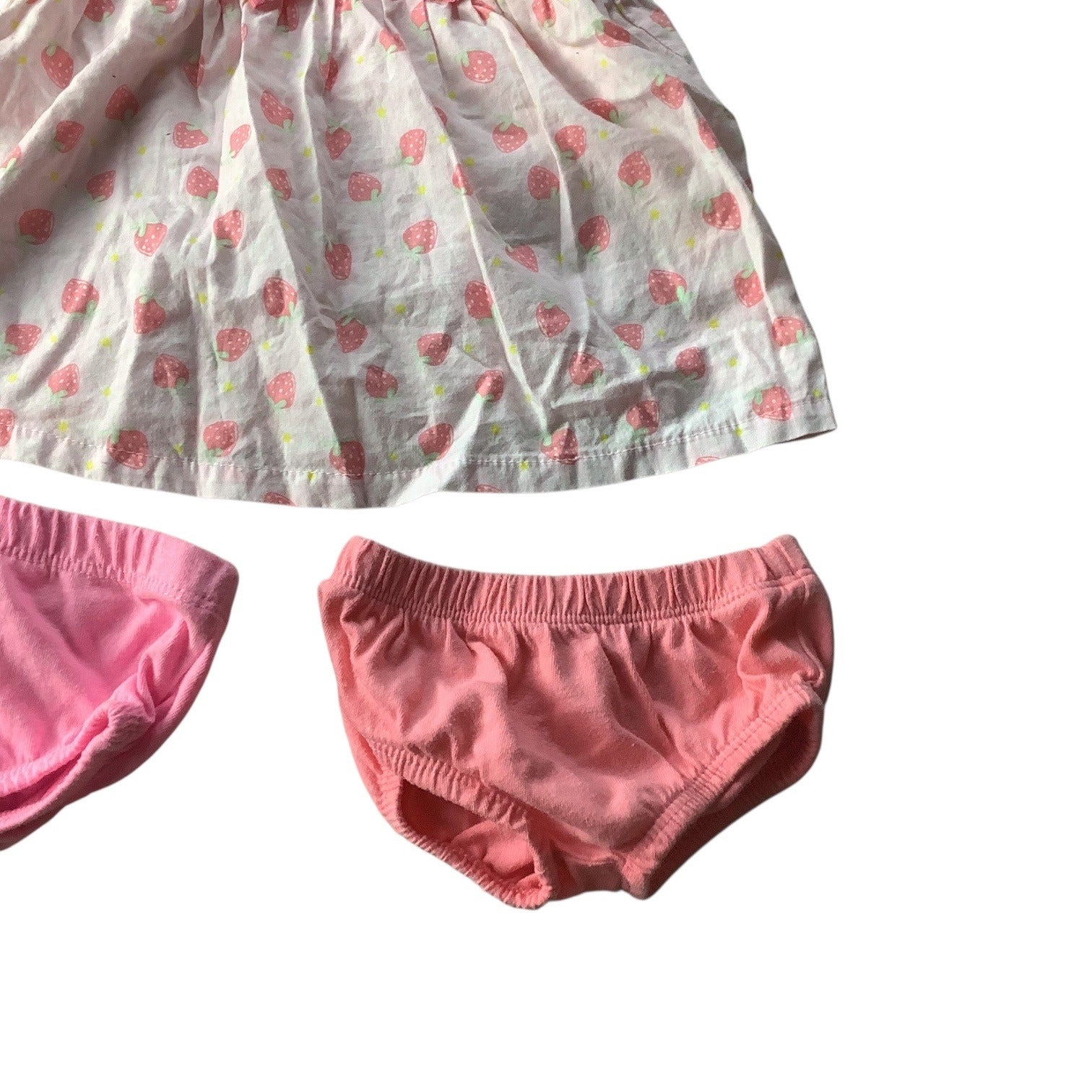 Kidgets Baby Girl 3pc Set Dress &  Bloomers Strawberry Print 0-3 Months