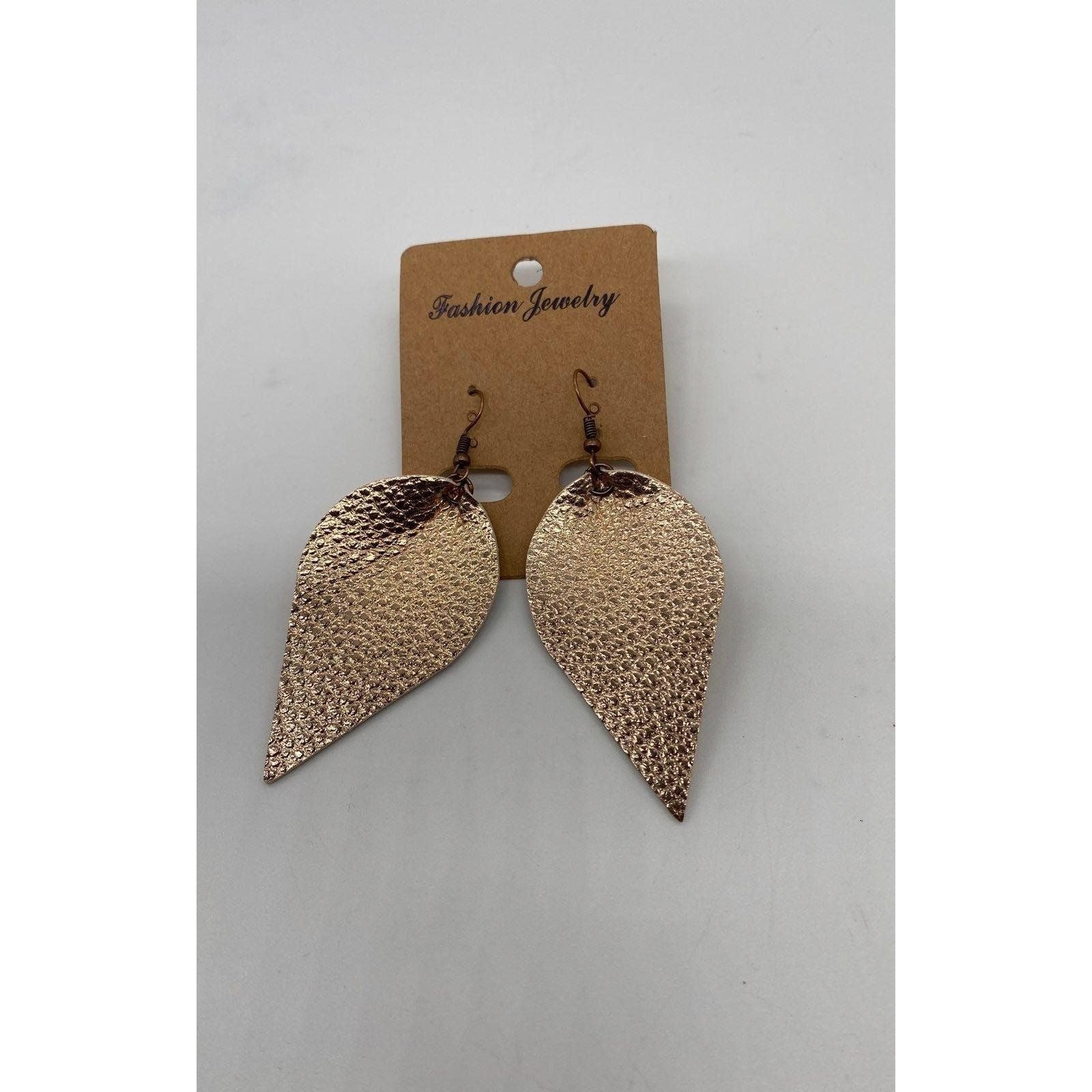 Tear Drop Women’s Rose Gold Texture Earrings Lightweight Hook Dangle