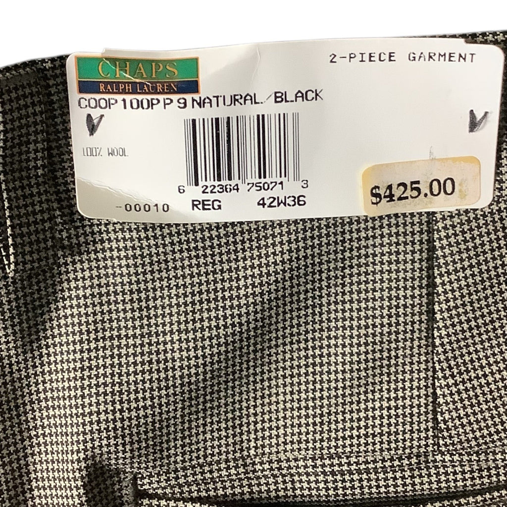 Chaps Ralph Lauren Mens 2-Piece Suit Wool Tailored Fit Black Multicolor 46L