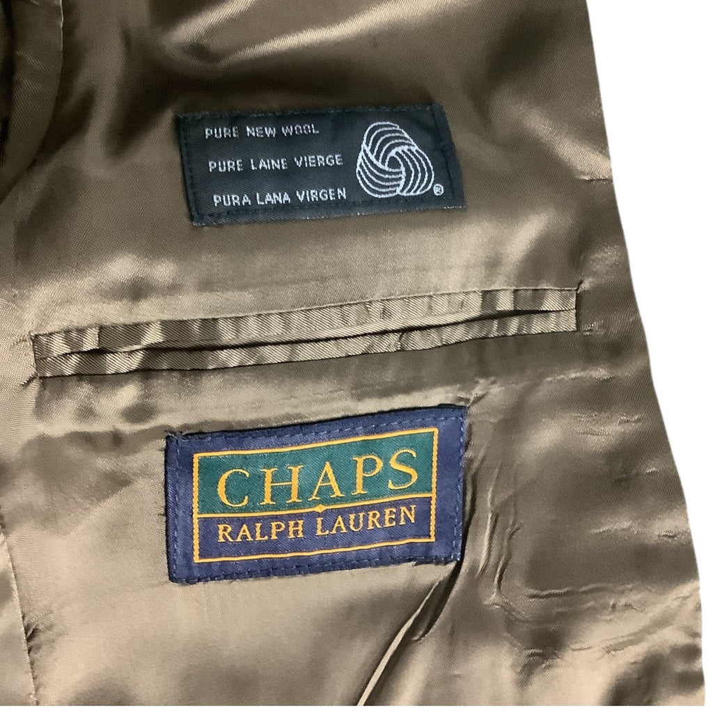 Chaps Ralph Lauren Mens 2-Piece Suit Wool Tailored Fit Black Multicolor 46L