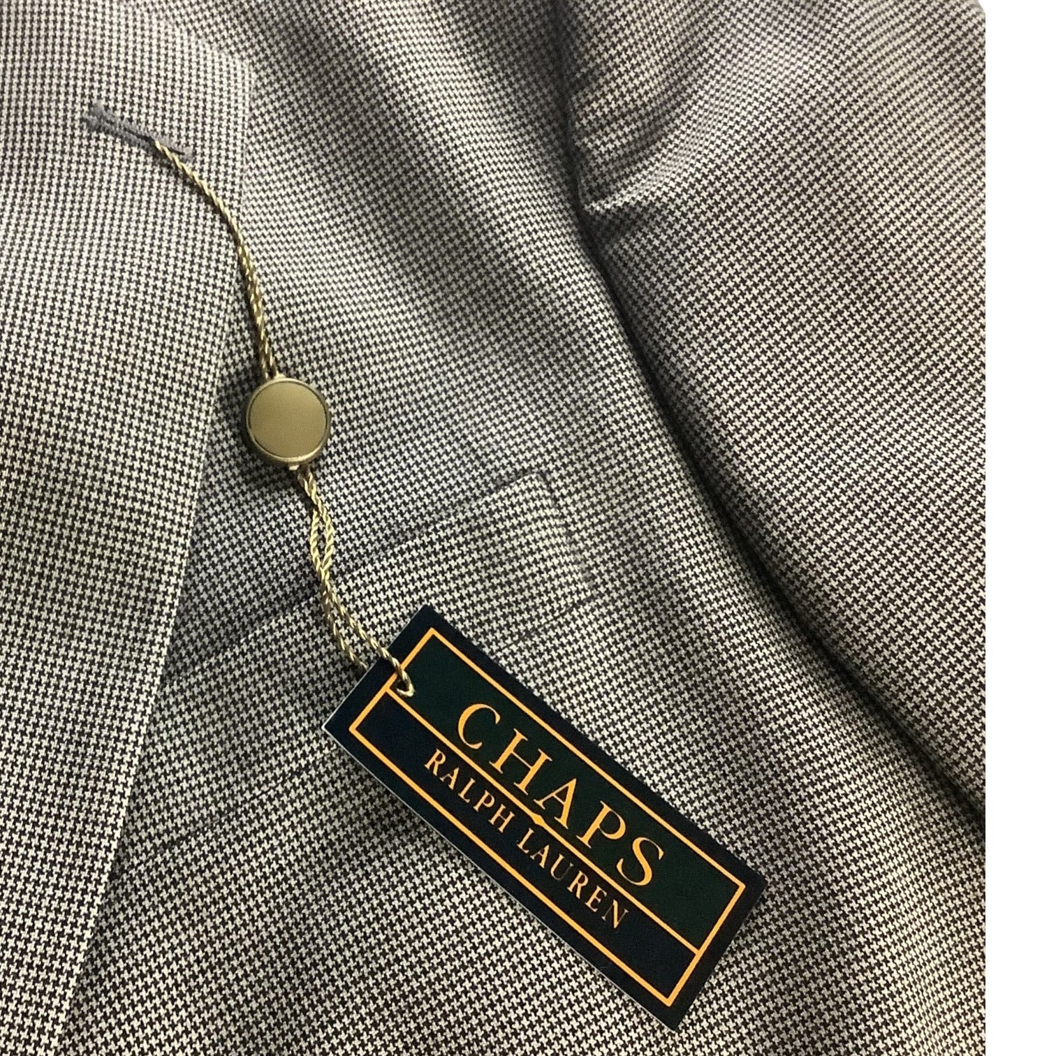 Chaps Ralph Lauren Mens 2-Piece Suit Wool Tailored Fit Black Multicolor 46L