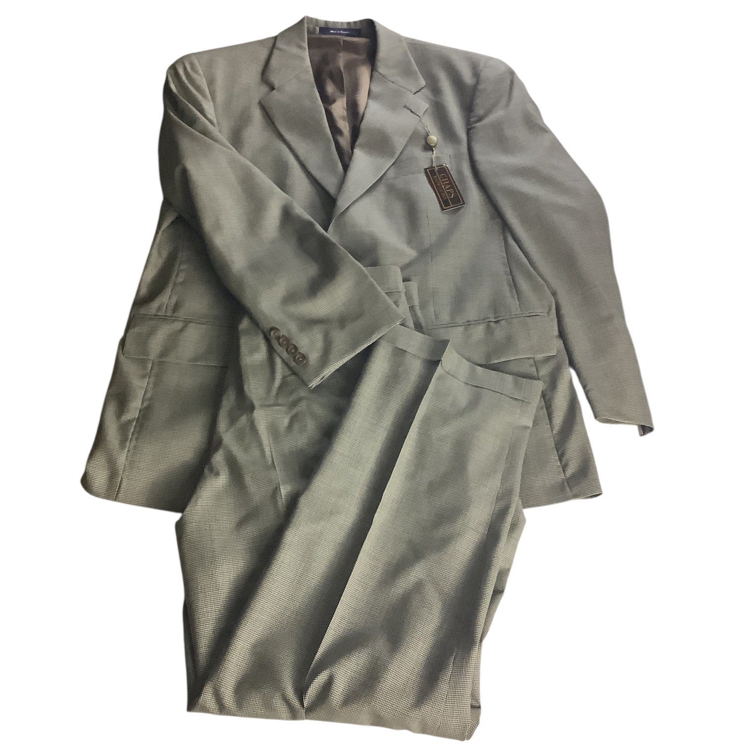 Chaps Ralph Lauren Mens 2-Piece Suit Wool Tailored Fit Black Multicolor 46L