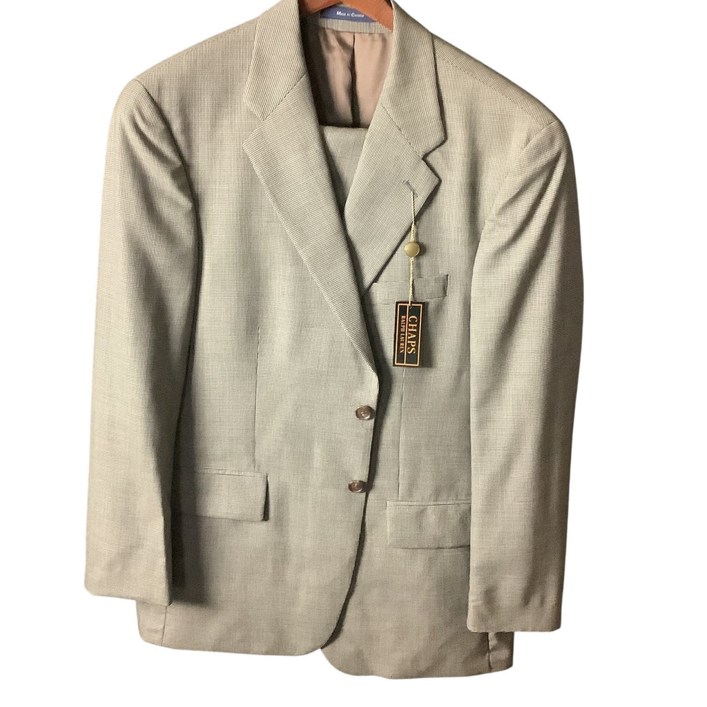 Chaps Ralph Lauren Mens 2-Piece Suit Wool Tailored Fit Black Multicolor 46L