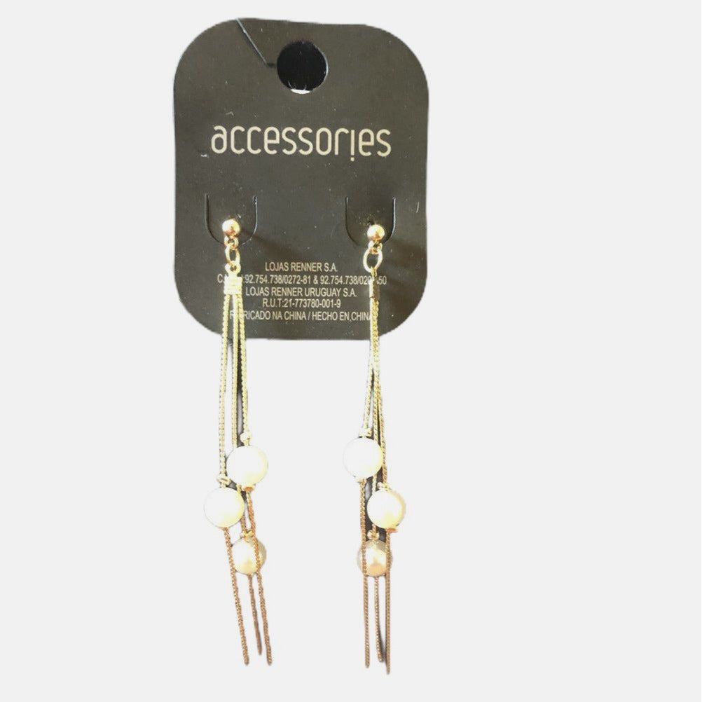 Gold Tone Dangling Earrings With Faux Pearls