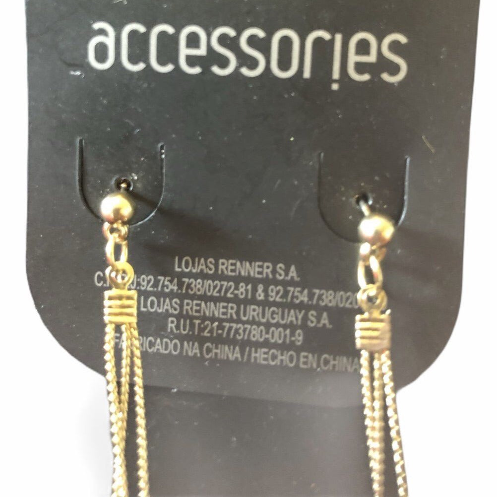 Gold Tone Dangling Earrings With Faux Pearls