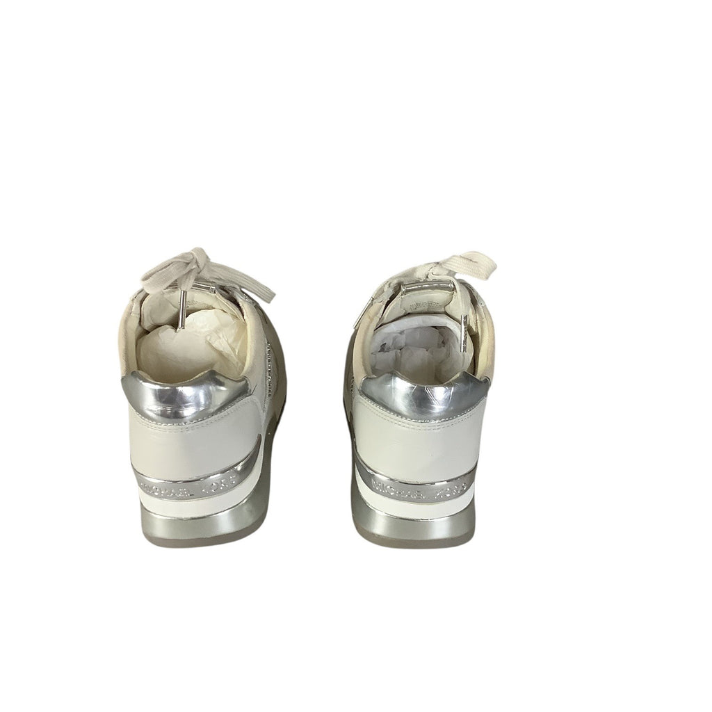 Michael Kors Womens Allie Lace Up Trainers 7M Beige & Metallic MK Monogram