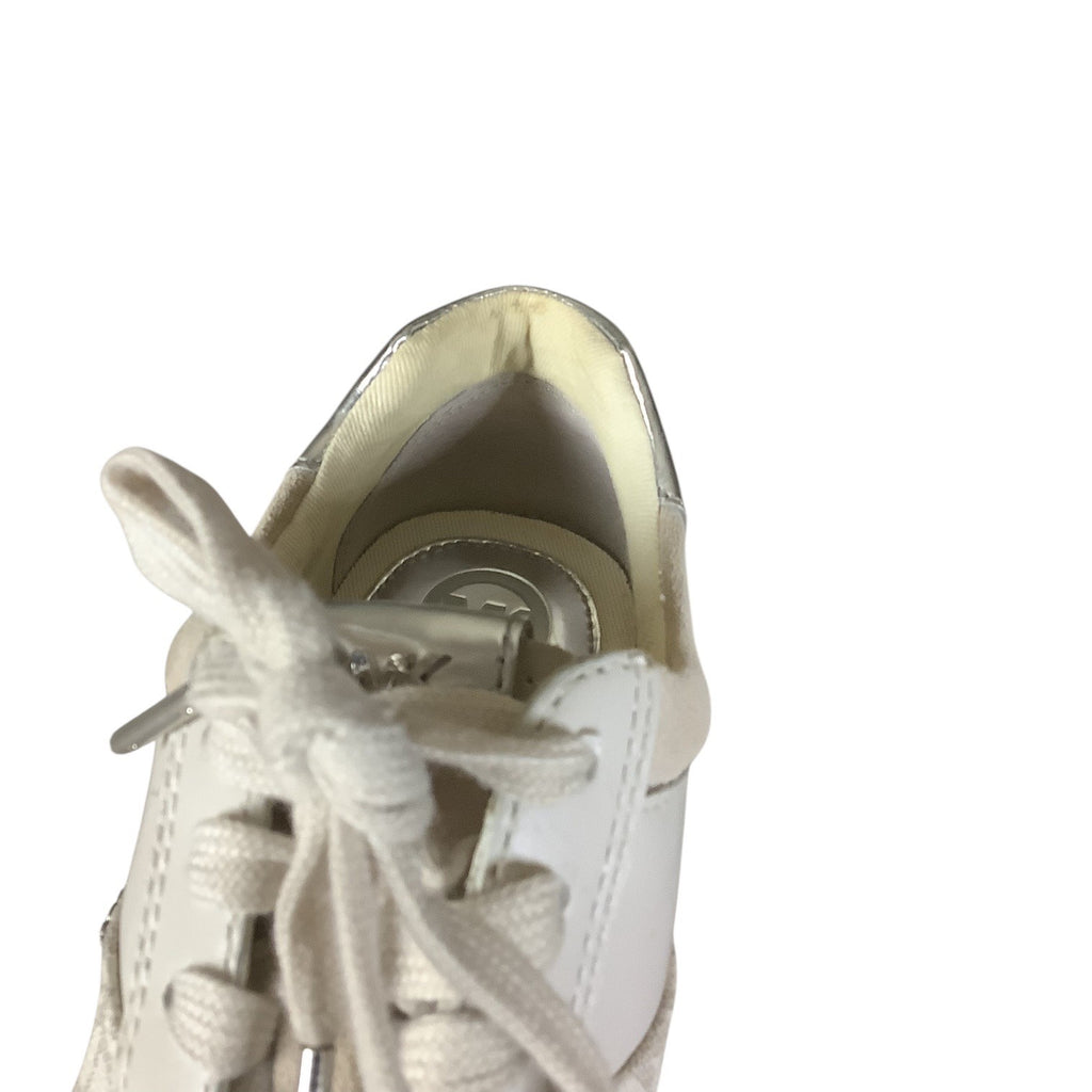 Michael Kors Womens Allie Lace Up Trainers 7M Beige & Metallic MK Monogram
