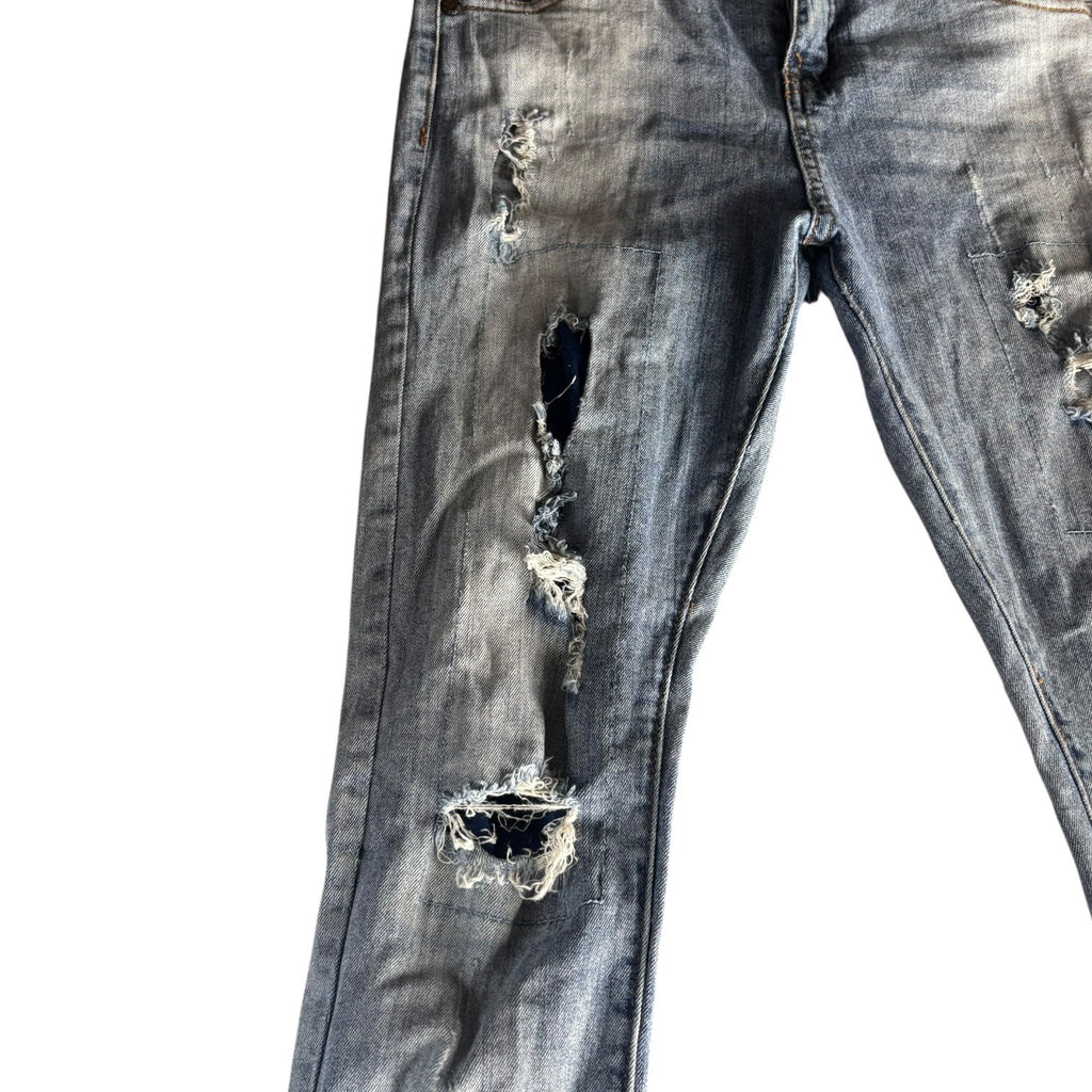 V.I.P Jeans Girls Distressed Denim Slim Fit Size 14 Ripped Five Pocket Style