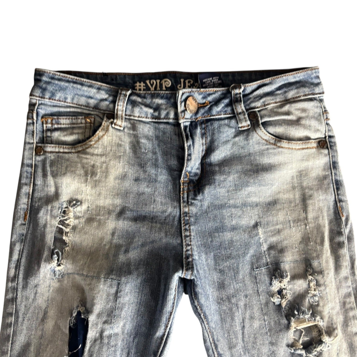 V.I.P Jeans Girls Distressed Denim Slim Fit Size 14 Ripped Five Pocket Style