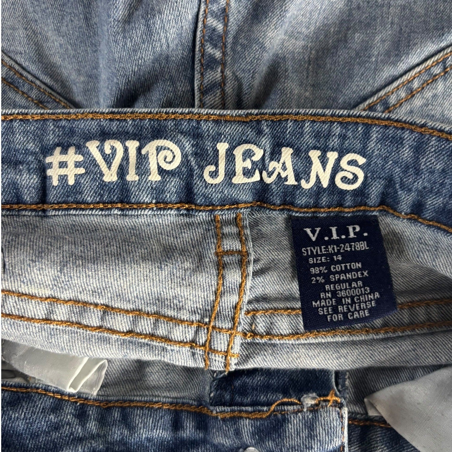 V.I.P Jeans Girls Distressed Denim Slim Fit Size 14 Ripped Five Pocket Style