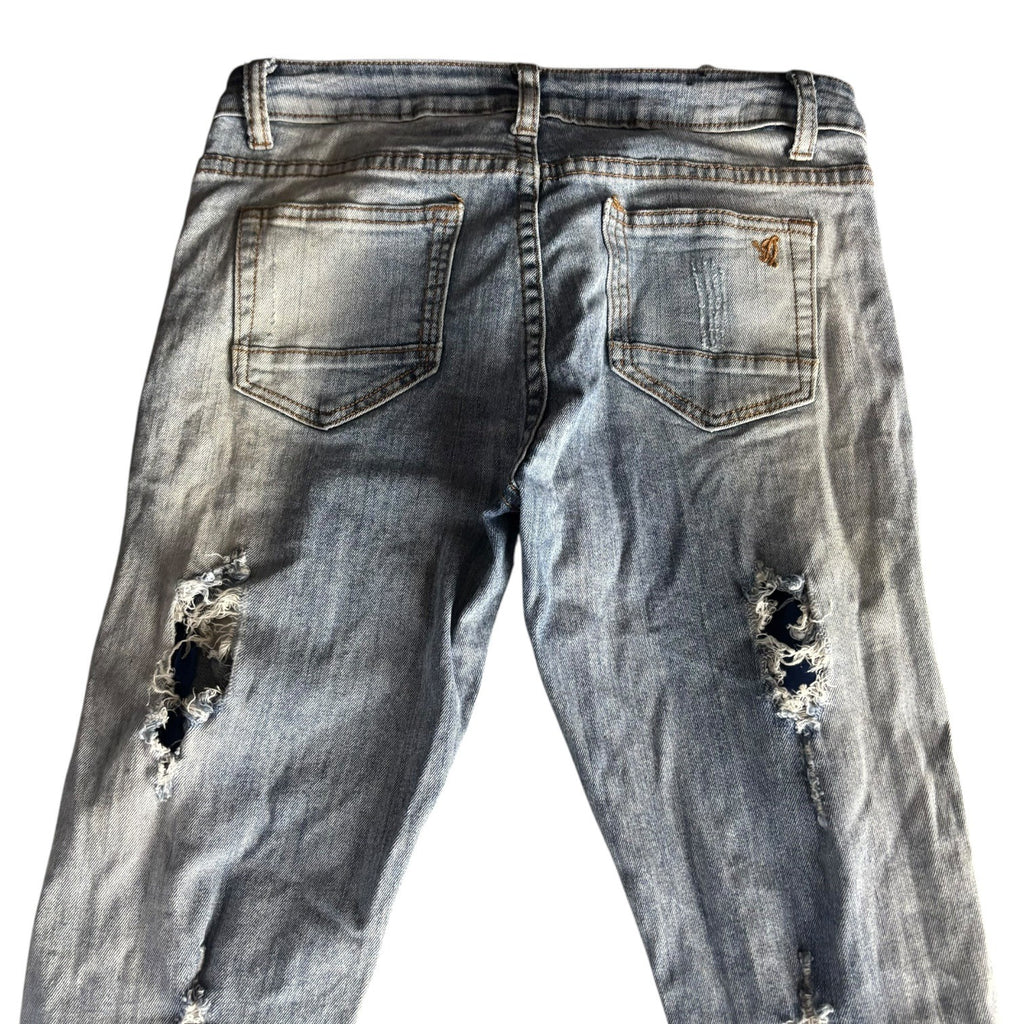 V.I.P Jeans Girls Distressed Denim Slim Fit Size 14 Ripped Five Pocket Style