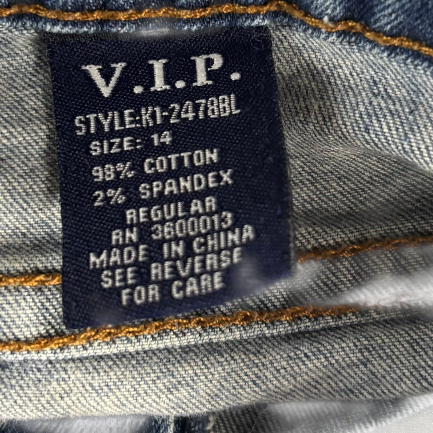 V.I.P Jeans Girls Distressed Denim Slim Fit Size 14 Ripped Five Pocket Style