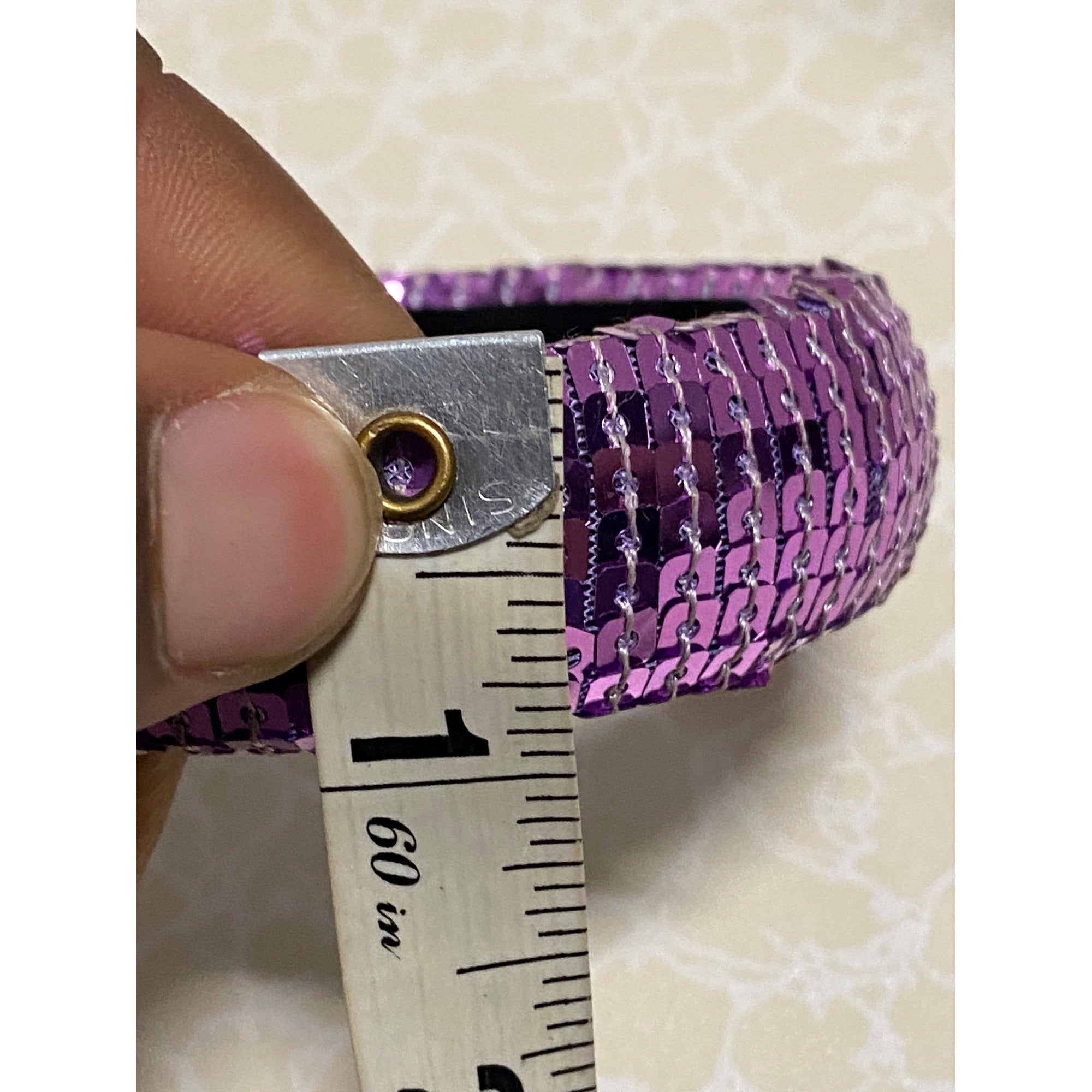Sequin Embellished Womens Fashion Bangle Bracelet Purple Sparkle Statement Jewelry