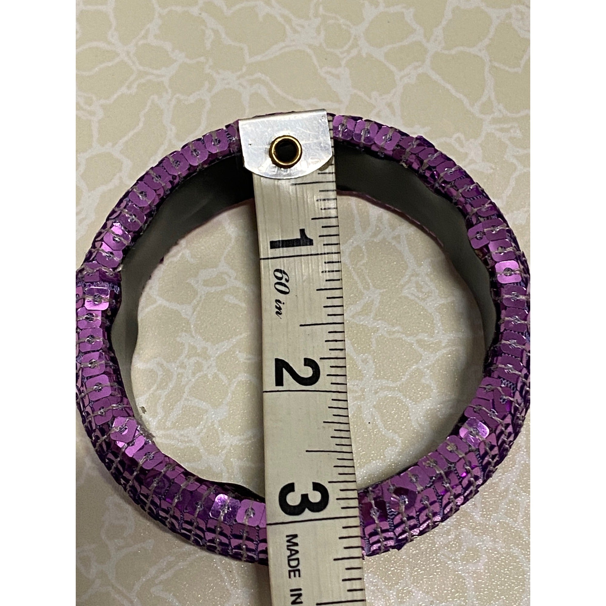 Sequin Embellished Womens Fashion Bangle Bracelet Purple Sparkle Statement Jewelry