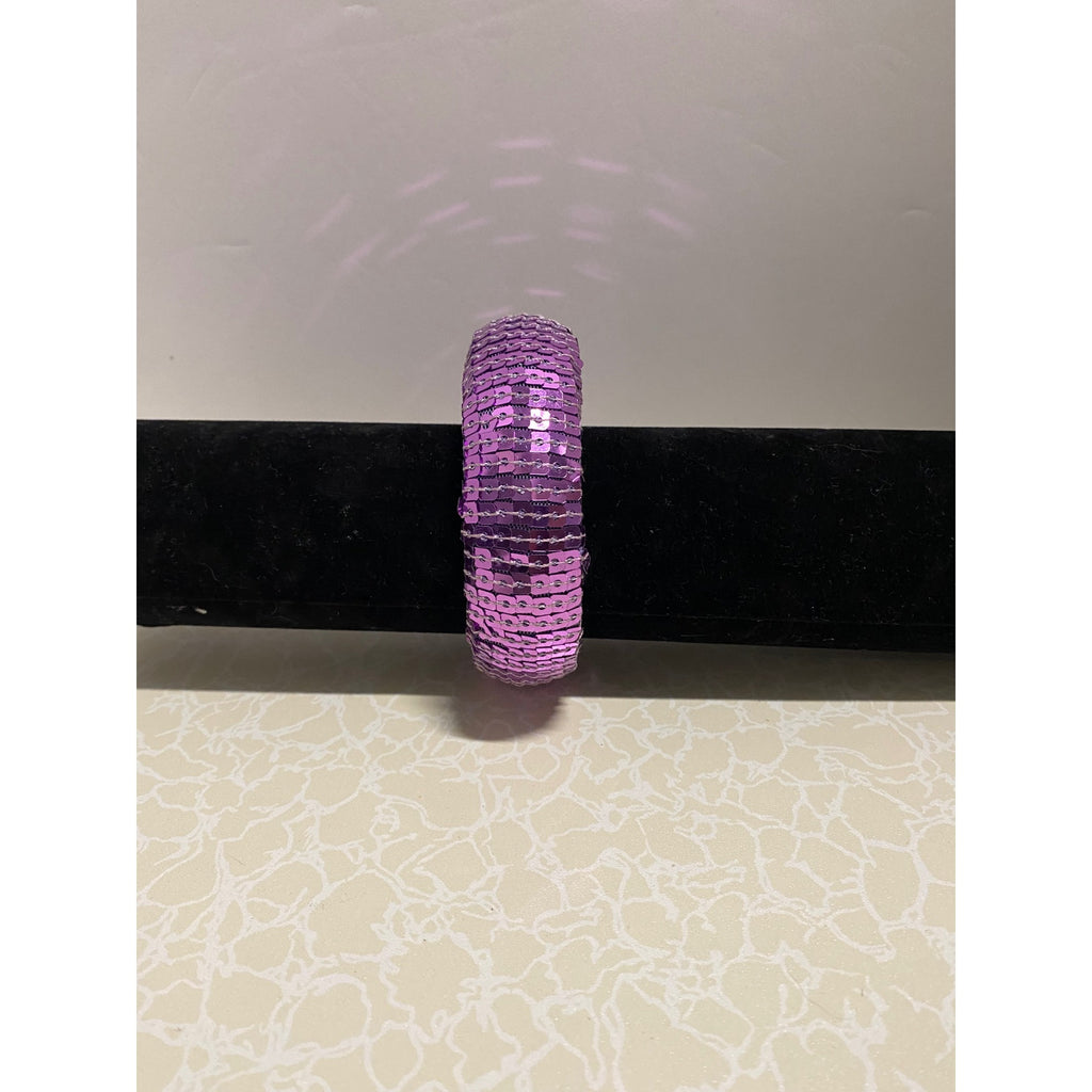 Sequin Embellished Womens Fashion Bangle Bracelet Purple Sparkle Statement Jewelry
