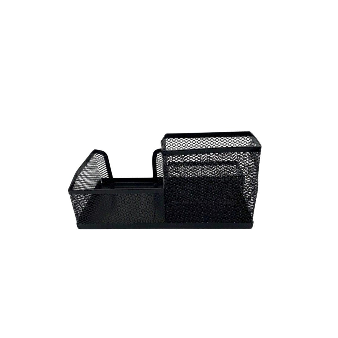 Metallic Mesh Desk Paper Box Organizer Tri-Basket Holder Black