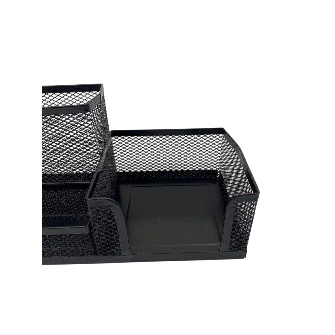 Metallic Mesh Desk Paper Box Organizer Tri-Basket Holder Black