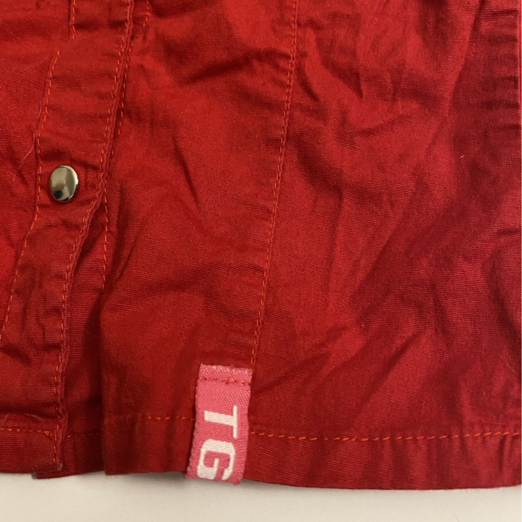 Trendy Girl Baby Girls Red Button Down Shirt 18M Short Sleeves Double Pocket Style