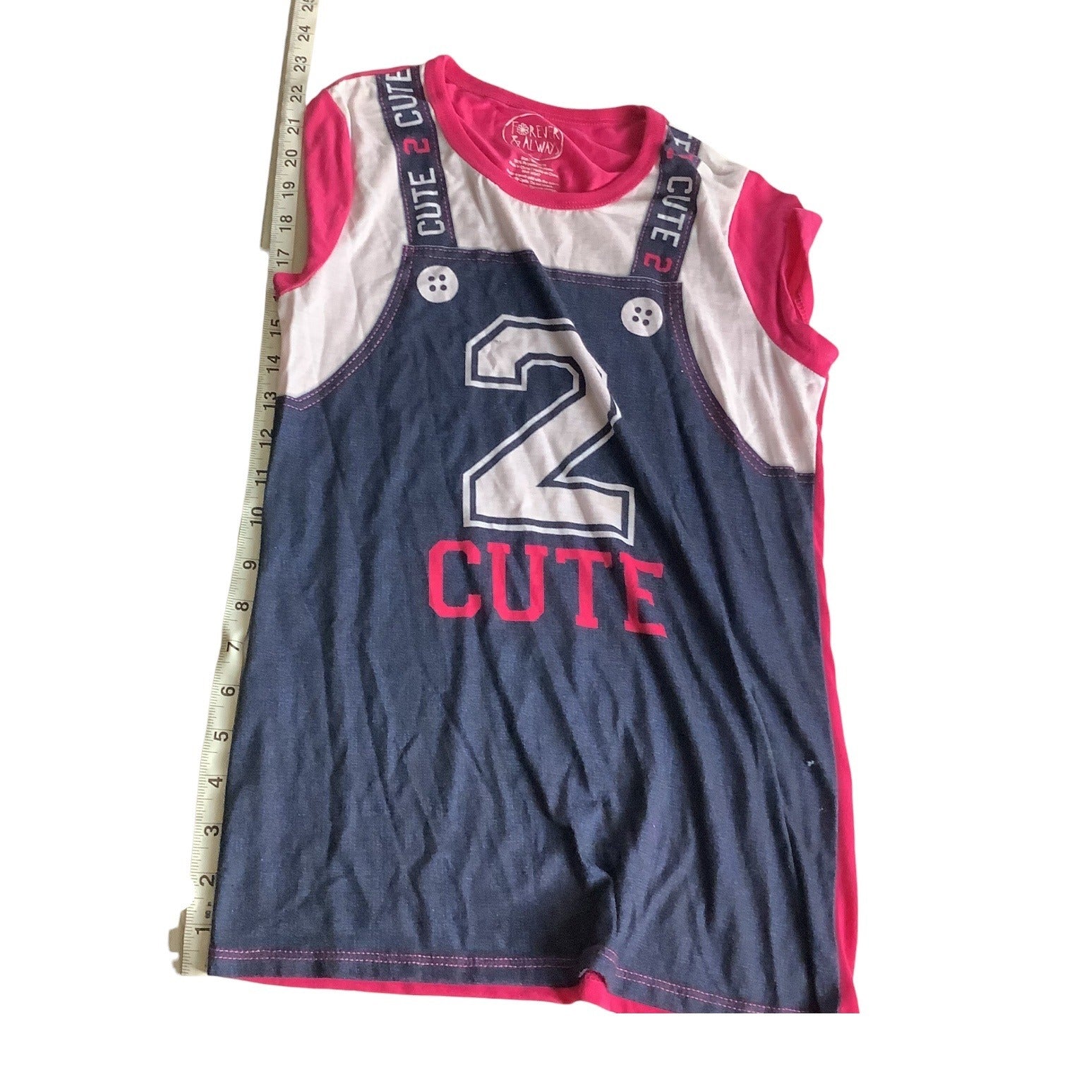 Forever & Always Girls Graphic Shirt Pink "2 Cute"  Size 14/16 100% Polyester