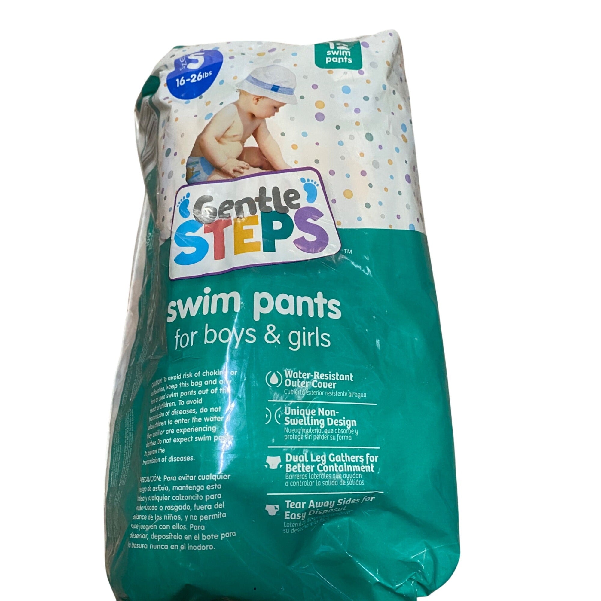 Gentle Steps Swim Pants Diapers For Boys & Girls Size S 16-26 Lbs Small 12 Count