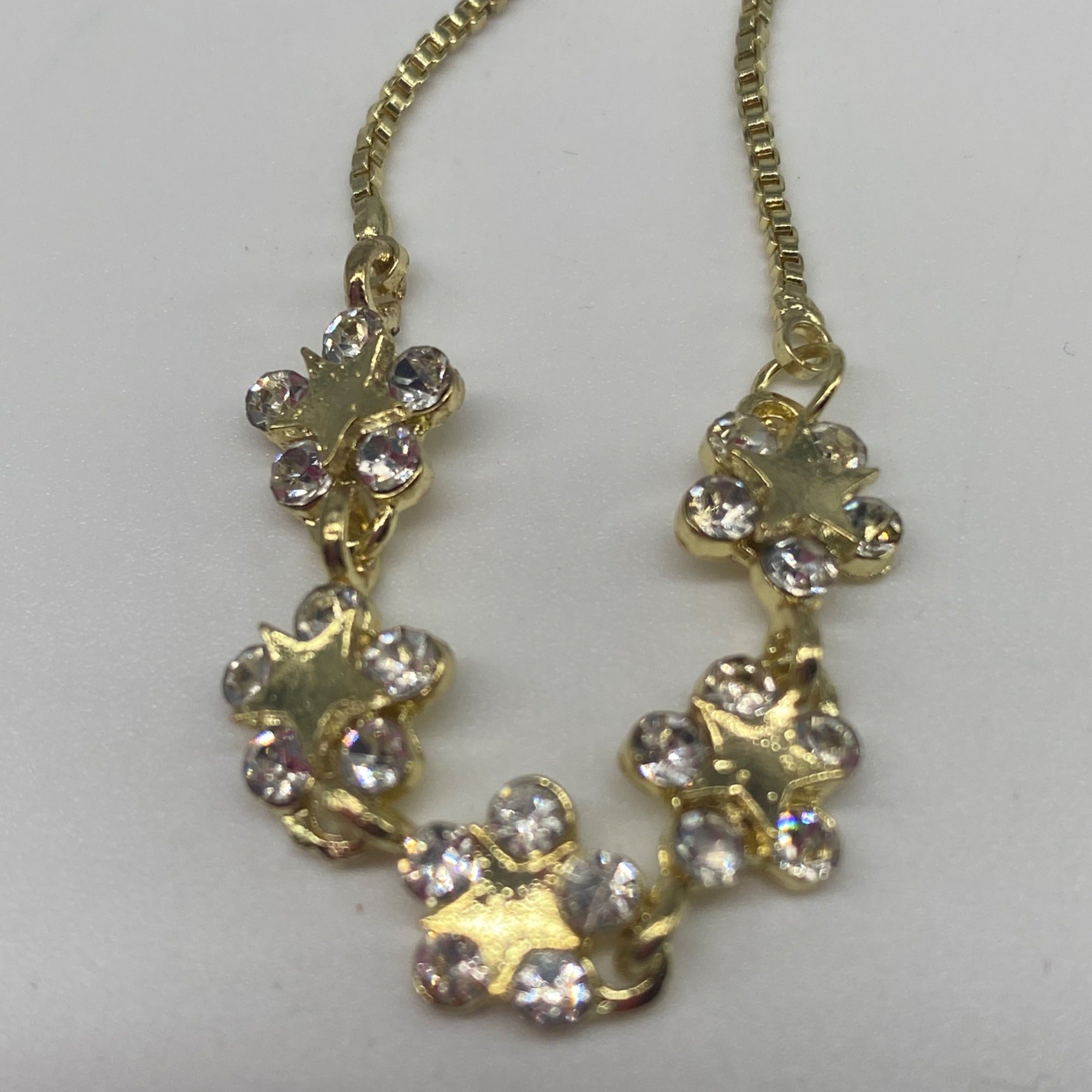 Fashion Jewelry Adjustable Link Bracelet Full Diamond Petal Design Gold & White