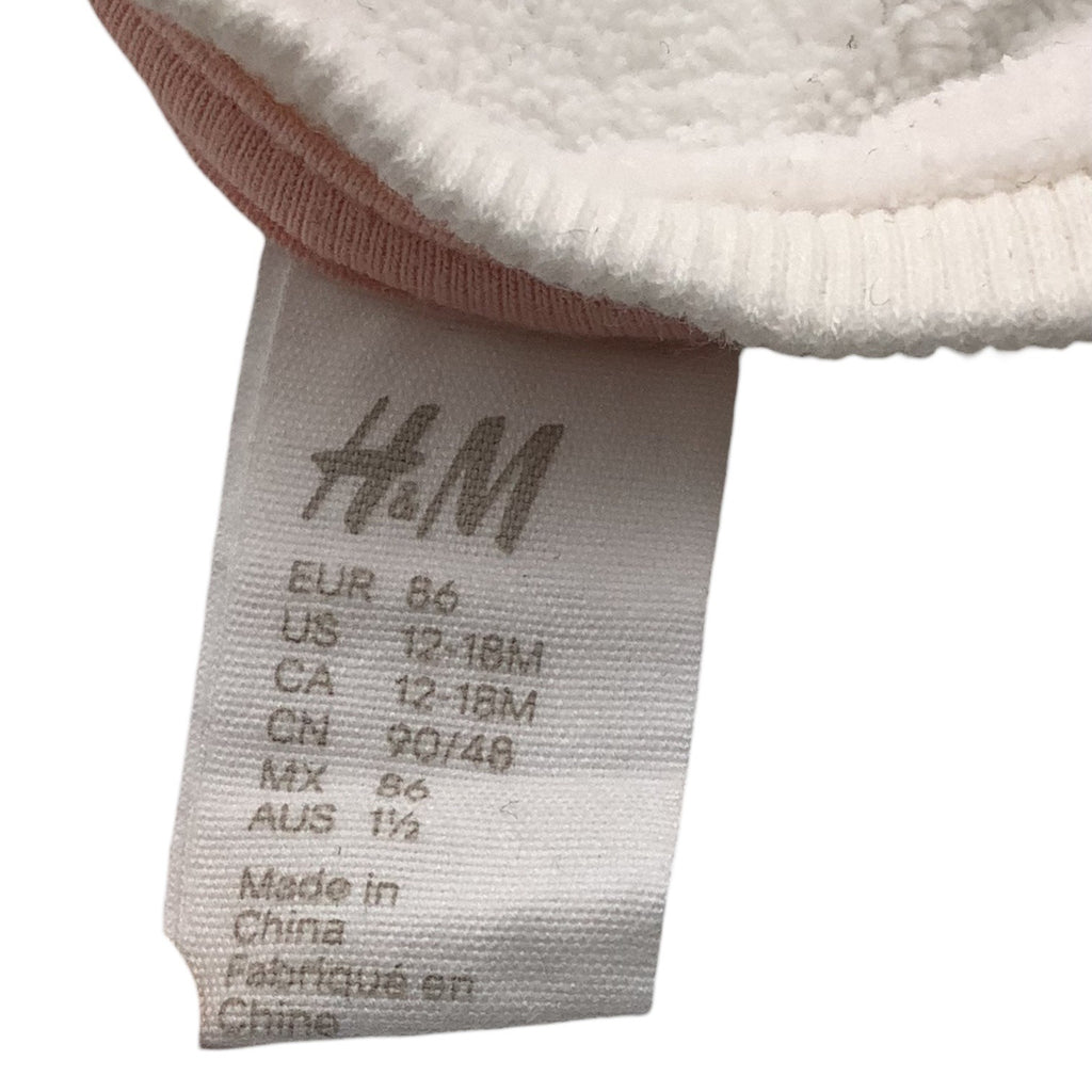 H&M Baby Girl Fleece Shirt White& Black Penguin Pink Bow Size 12-18M Soft & Warm