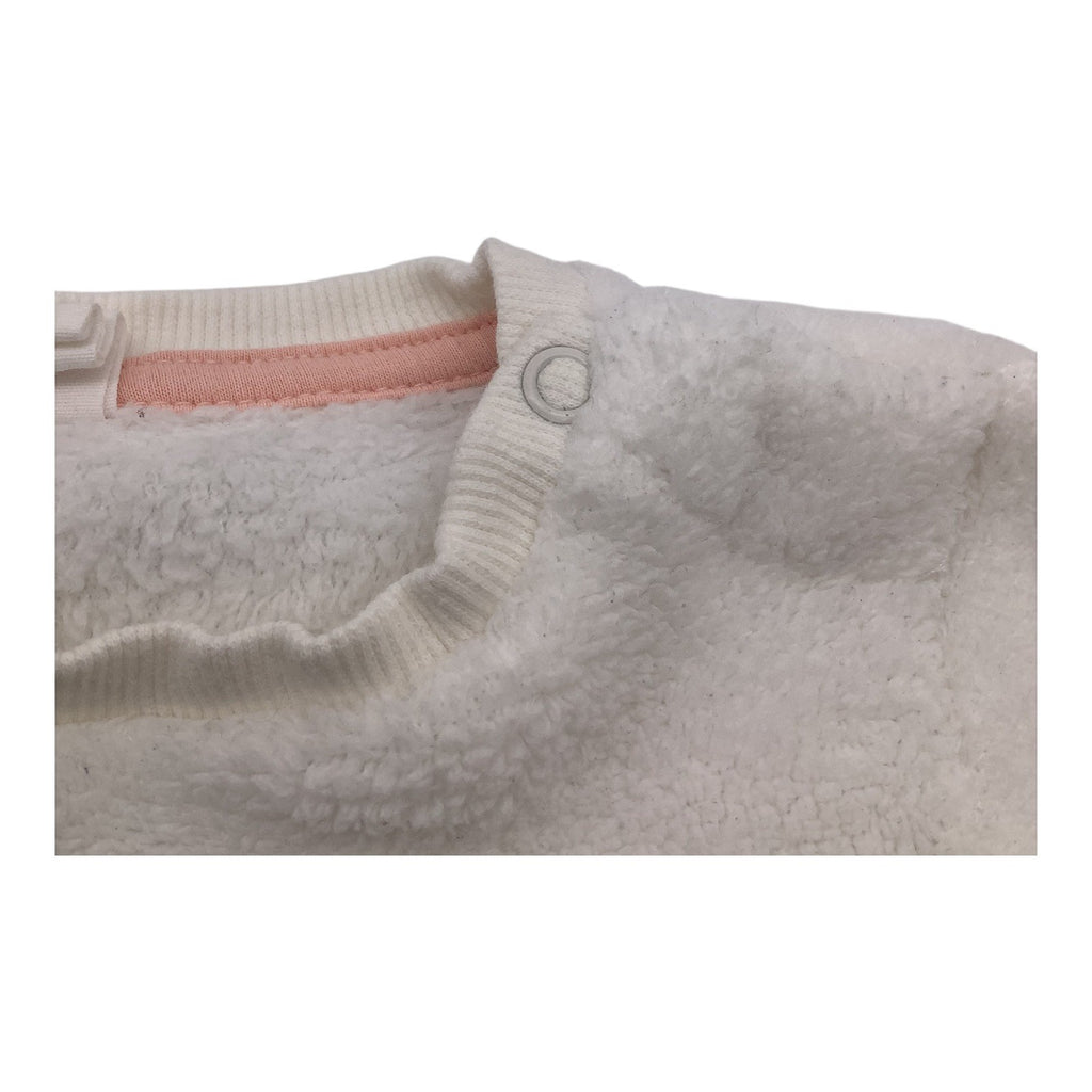 H&M Baby Girl Fleece Shirt White& Black Penguin Pink Bow Size 12-18M Soft & Warm