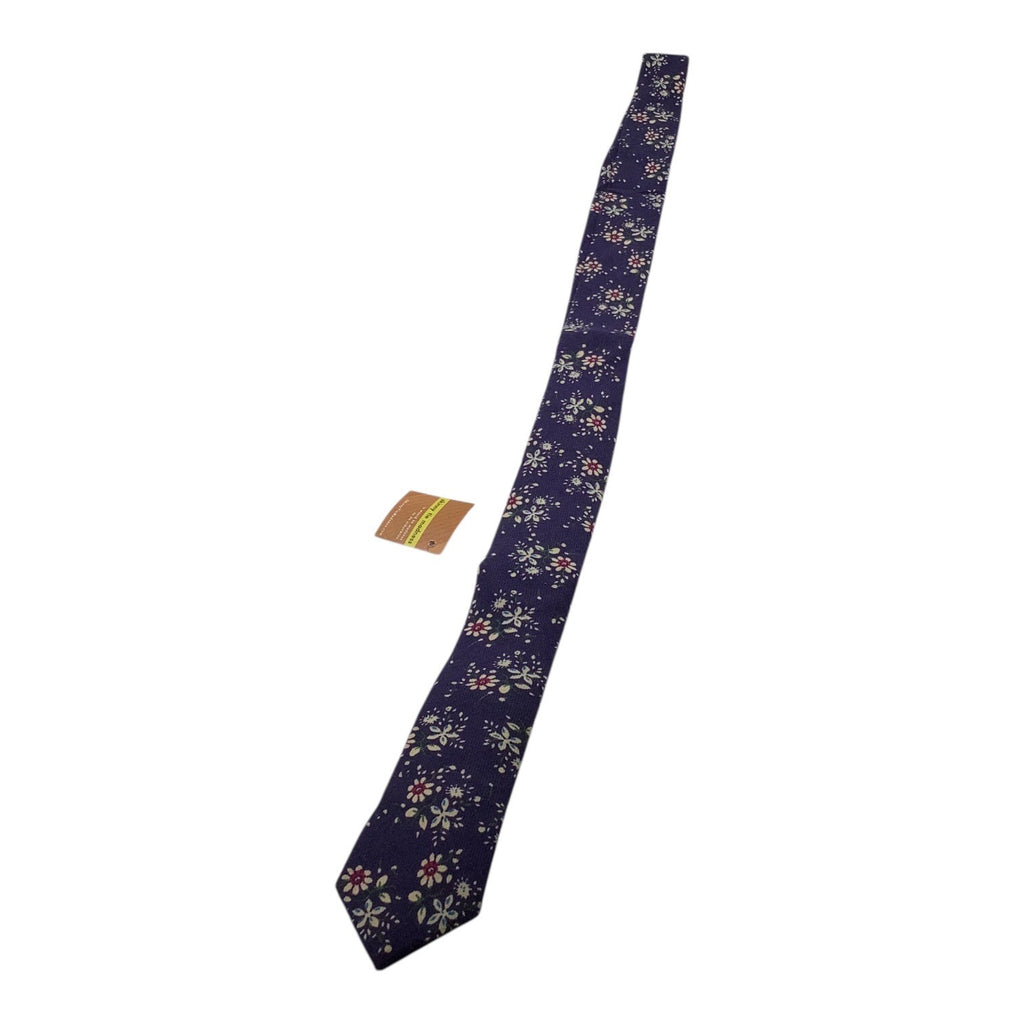 Skinny Tie Madness Mens Floral Blue Cotton Multicolor Skinny Neck Tie Flowers