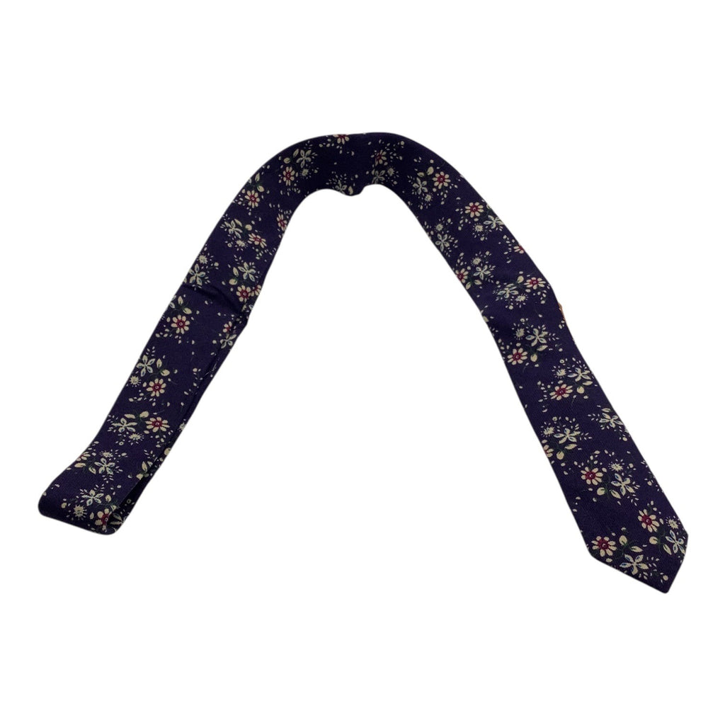 Skinny Tie Madness Mens Floral Blue Cotton Multicolor Skinny Neck Tie Flowers