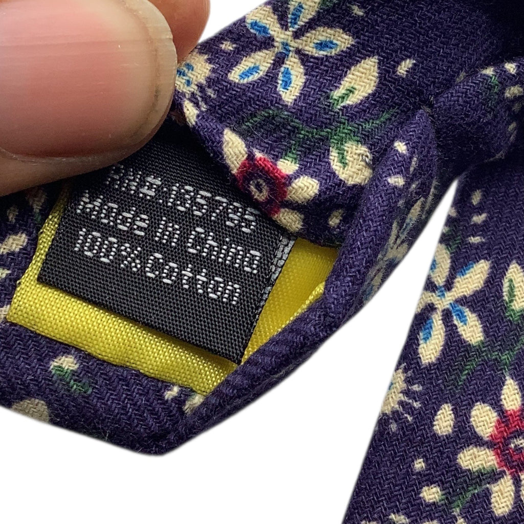 Skinny Tie Madness Mens Floral Blue Cotton Multicolor Skinny Neck Tie Flowers