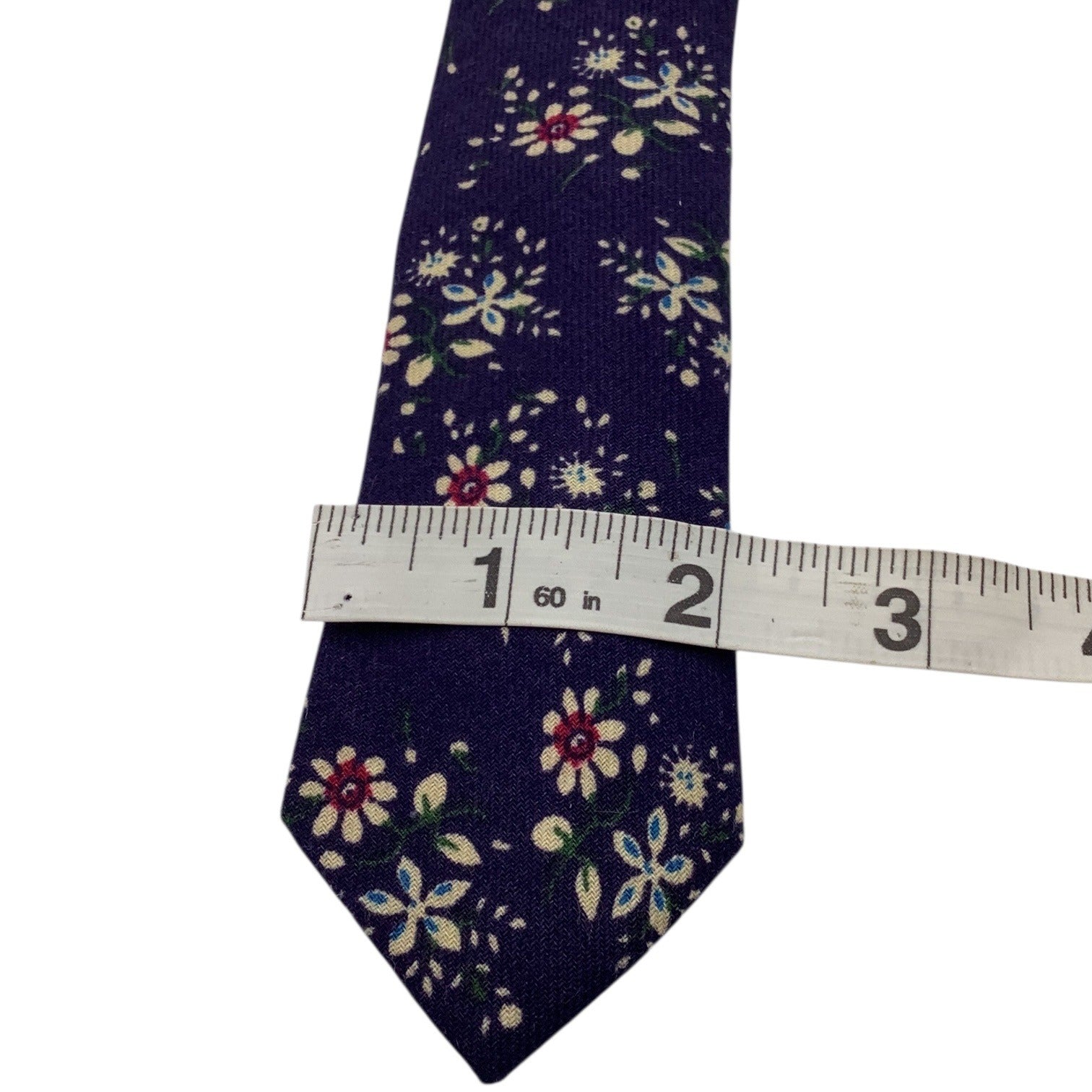 Skinny Tie Madness Mens Floral Blue Cotton Multicolor Skinny Neck Tie Flowers