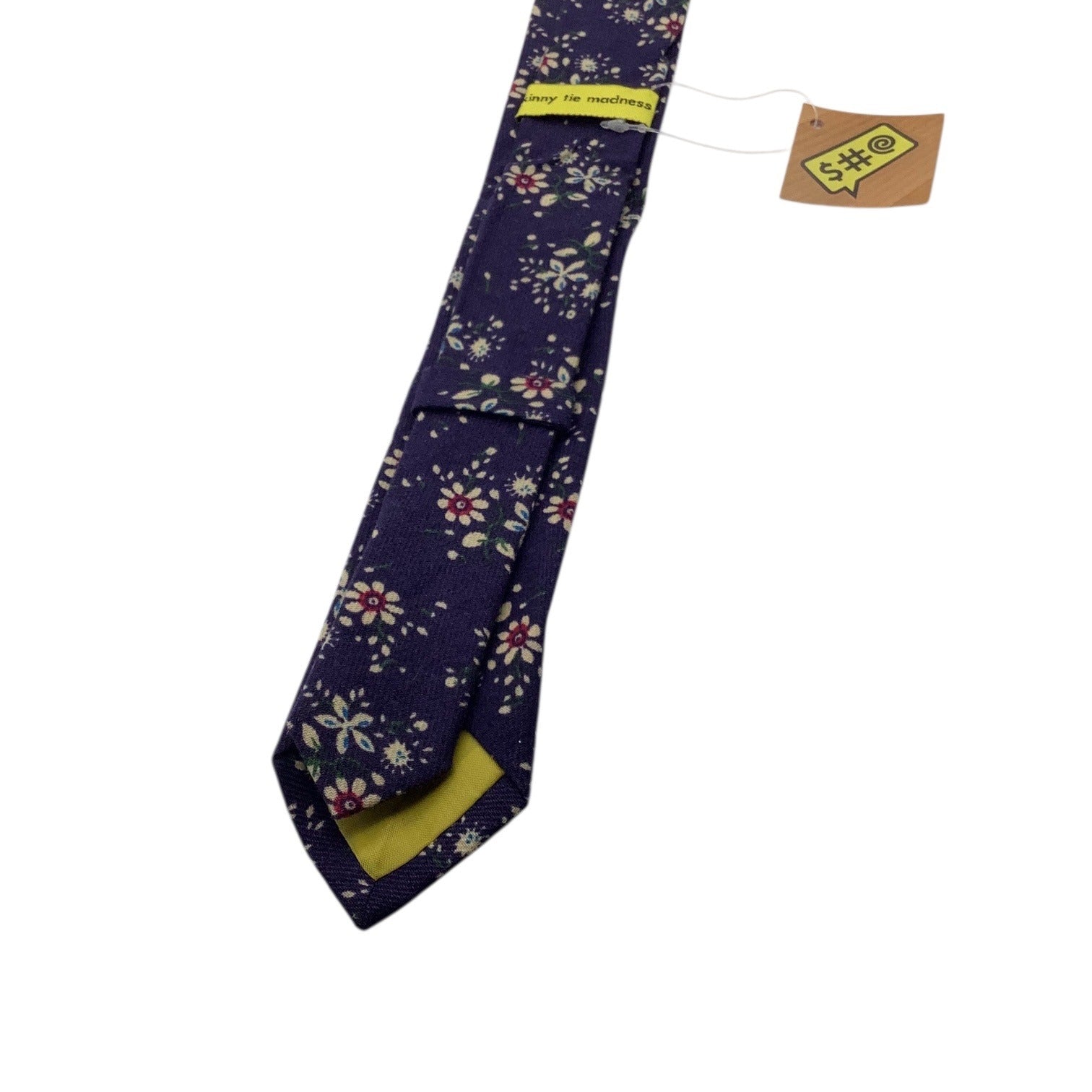 Skinny Tie Madness Mens Floral Blue Cotton Multicolor Skinny Neck Tie Flowers