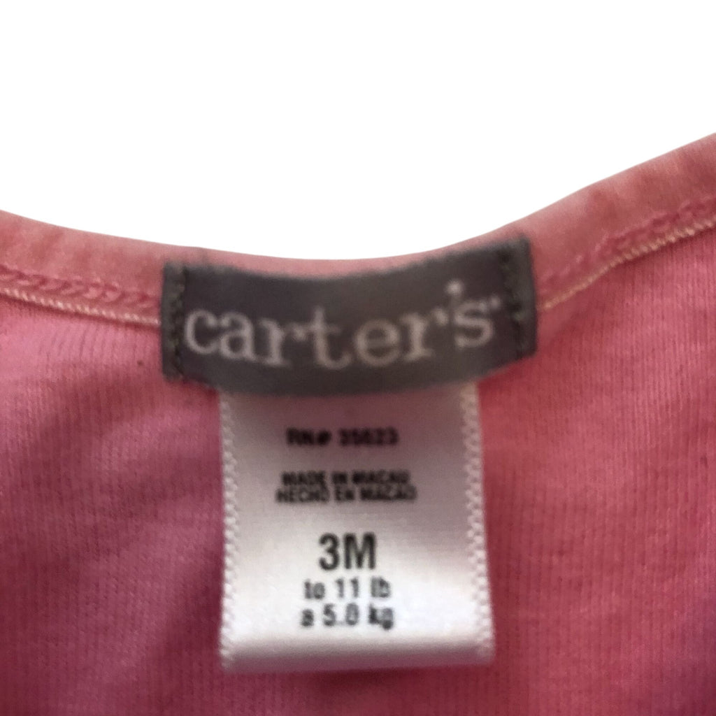 Carters 3M Pink Baby Girl Long-Sleeve Shirt Fruit Applique Cotton Top Lightweight