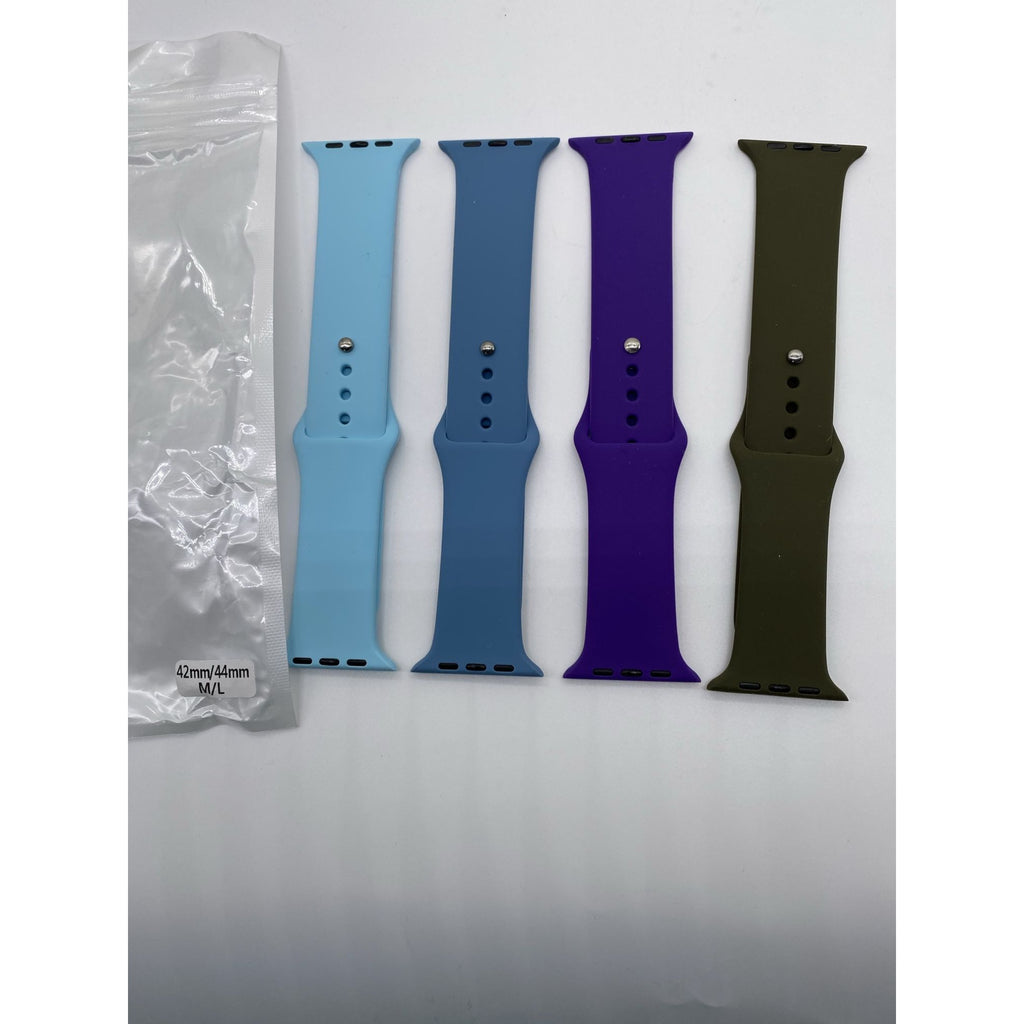 Watch Sports Silicone Bands 42mm 4-Pack Mixed Colors M/L Pin-Tuck Closure
