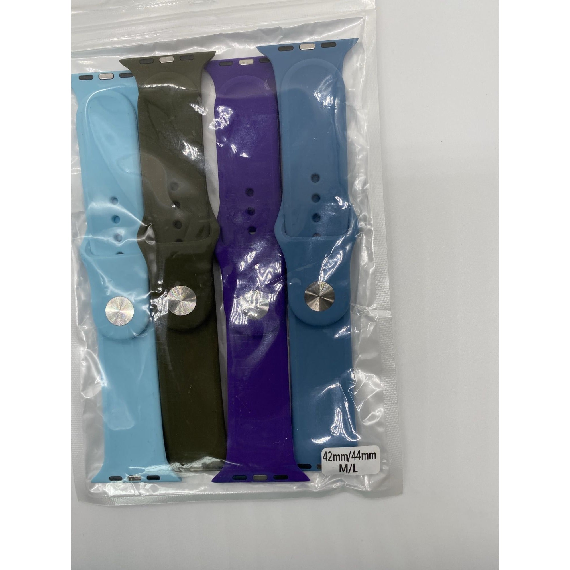 Watch Sports Silicone Bands 42mm 4-Pack Mixed Colors M/L Pin-Tuck Closure