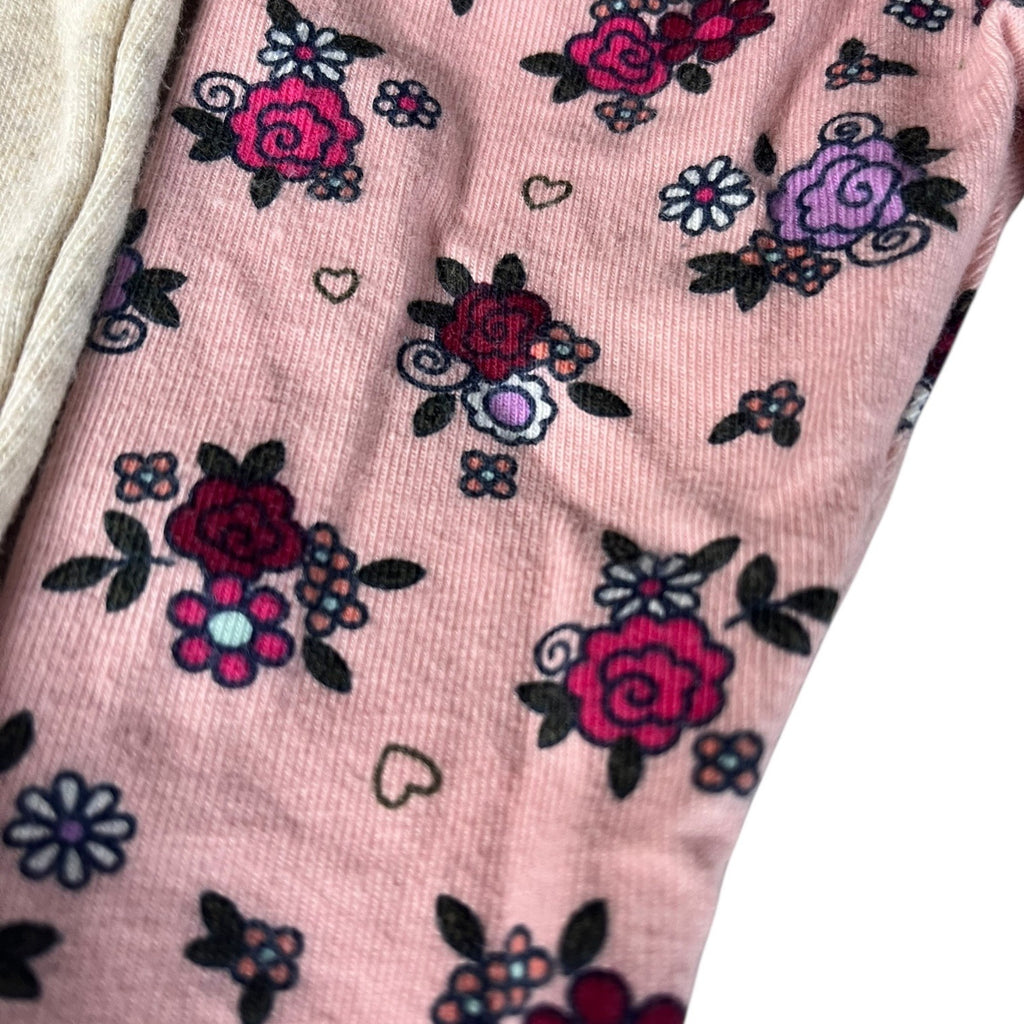 Garanimals Baby Girl Pants 2pc Lot Size 0-3M Pink Floral & Oatmeal