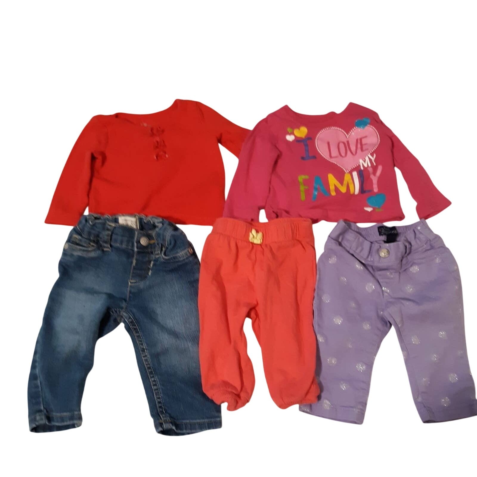 Est 89 Place Baby Girls Lot 5pcs Size 6-9m Pants & Shirts Mixed Set