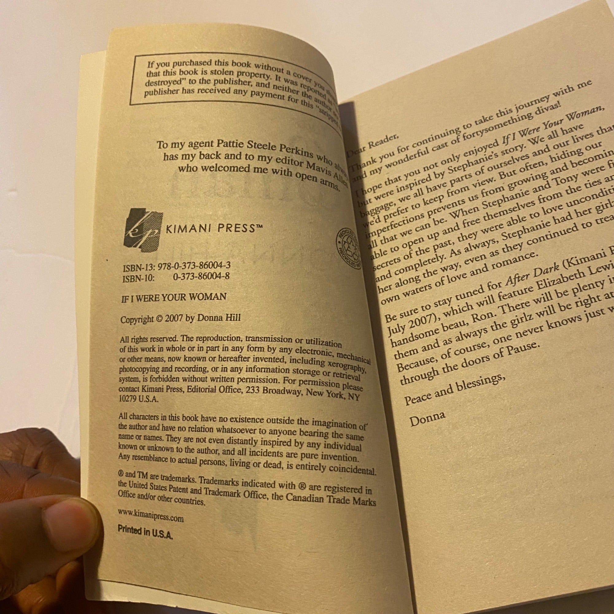 If I Were Your Woman By Donna Hill Paperback Romance Novel 2007 Kimani Press