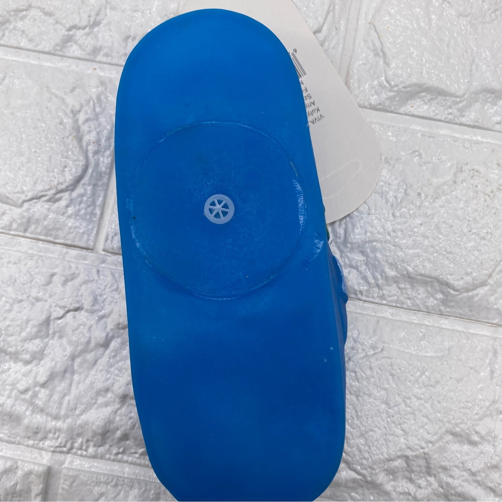 Paw Shoe Squeaky Dog Toy By Viva.Z Blue Rubber Design With Bone & Paw Motifs