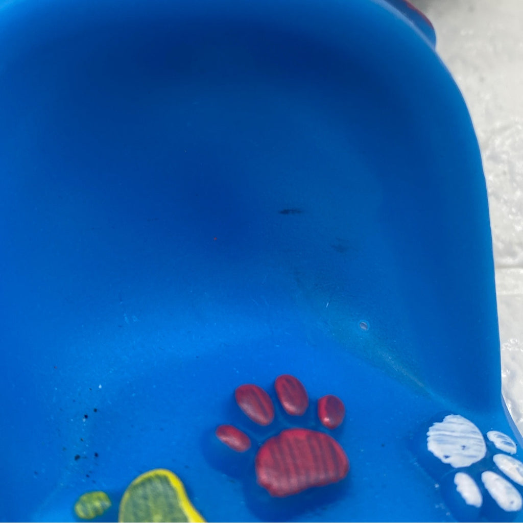 Paw Shoe Squeaky Dog Toy By Viva.Z Blue Rubber Design With Bone & Paw Motifs