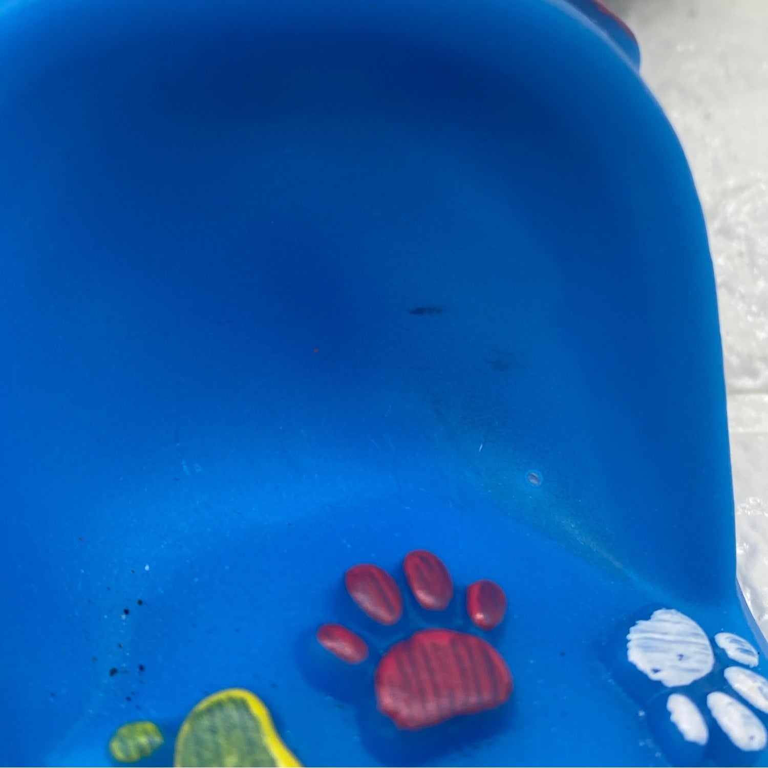 Paw Shoe Squeaky Dog Toy By Viva.Z Blue Rubber Design With Bone & Paw Motifs