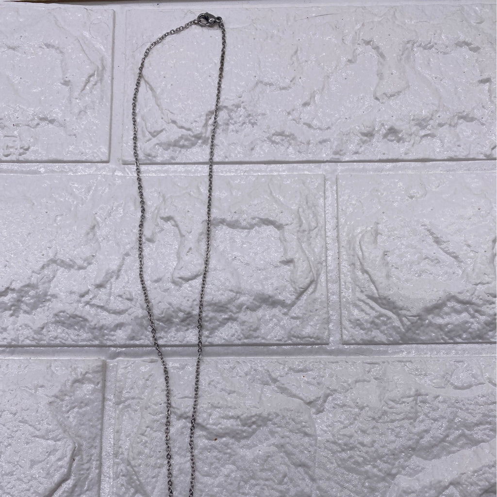 Mini Heart & Lock Necklace Titanium Steel Chain Adjustable Silver Tone