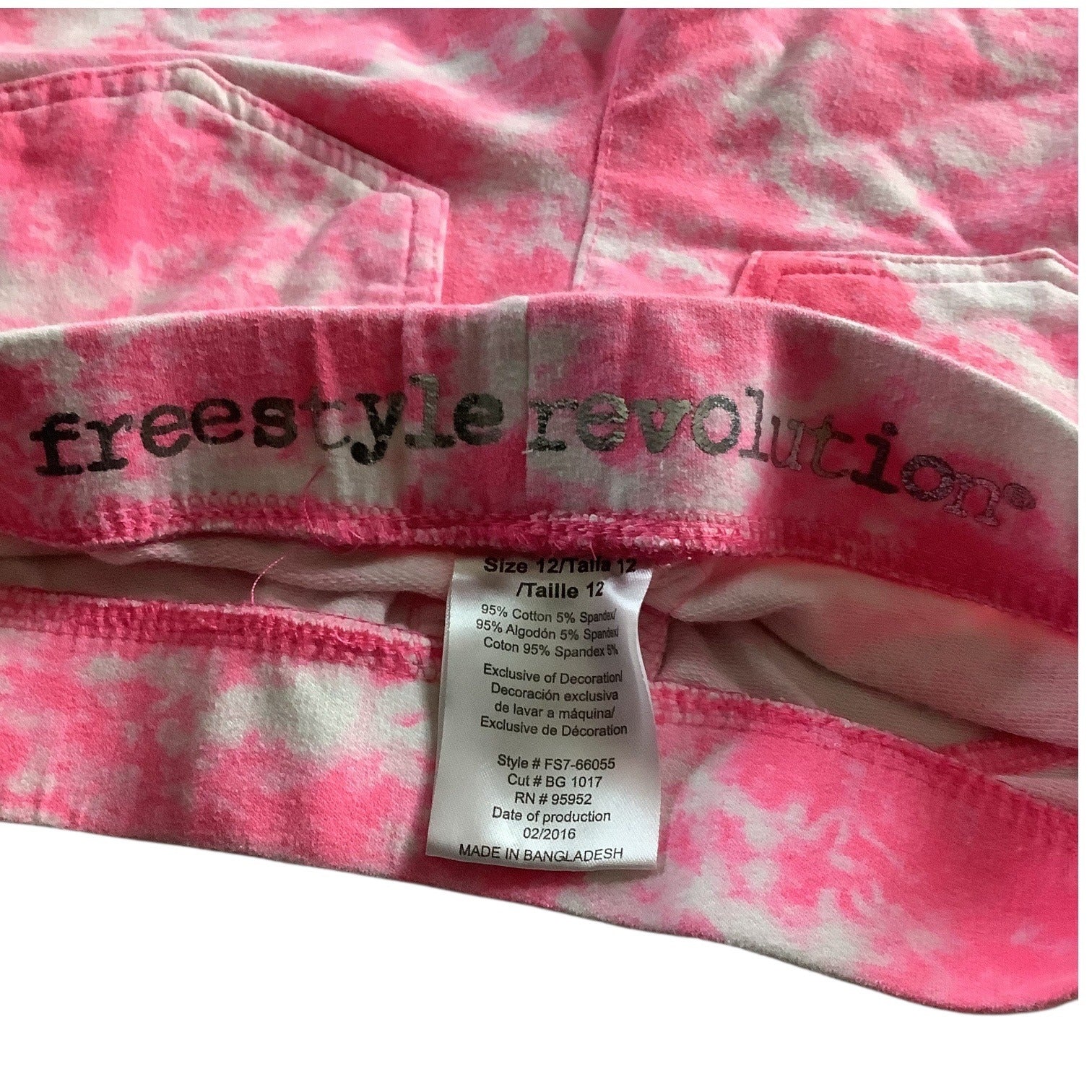 Freestyle Revolution Girls Pink Tie Dye Bermuda Shorts Size 12 Elastic Waist