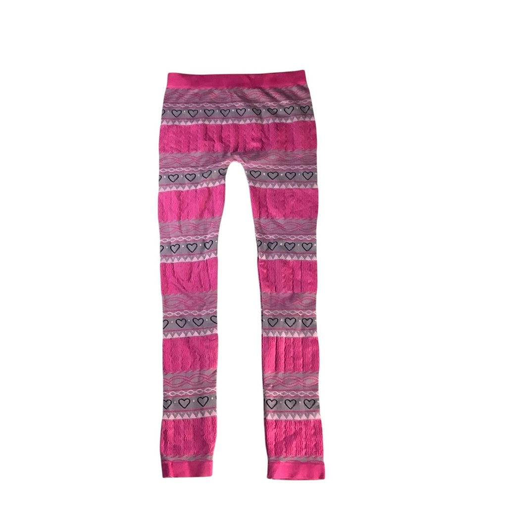 One Step Up Girls Pink & Gray Heart Pattern Leggings One Size (7-16) Nylon Blend